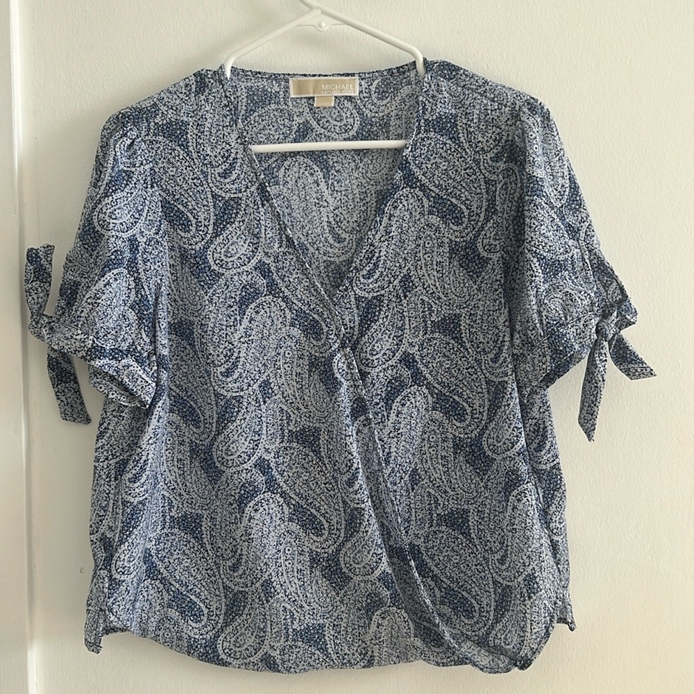Michael Kors Shirt Womens Size M, Blue, short sleeve
